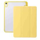 For iPad 10th Gen 10.9 2022 Clear Acrylic 3-Fold Leather Tablet Case(Yellow) - 1