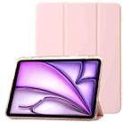 For iPad Air 13 2024 Clear Acrylic 3-Fold Leather Tablet Case(Pink) - 1