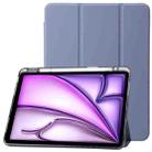 For iPad Air 13 2024 Clear Acrylic 3-Fold Leather Tablet Case(Lavender Purple) - 1