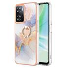 For OPPO A57 4G/A77 5G Taiwan/K10 5G Global Electroplating IMD TPU Phone Case with Ring(White Marble) - 1