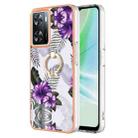 For OPPO A57 4G/A77 5G Taiwan/K10 5G Global Electroplating IMD TPU Phone Case with Ring(Purple Flower) - 1