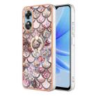 For OPPO A17 Electroplating IMD TPU Phone Case with Ring(Pink Scales) - 1