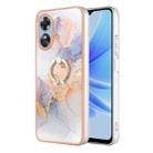 For OPPO A17 Electroplating IMD TPU Phone Case with Ring(White Marble) - 1