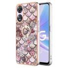 For OPPO A78 / A58 Electroplating IMD TPU Phone Case with Ring(Pink Scales) - 1