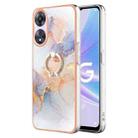 For OPPO A78 / A58 Electroplating IMD TPU Phone Case with Ring(White Marble) - 1