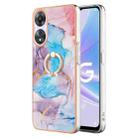 For OPPO A78 / A58 Electroplating IMD TPU Phone Case with Ring(Blue Marble) - 1