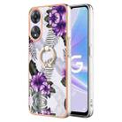 For OPPO A78 / A58 Electroplating IMD TPU Phone Case with Ring(Purple Flower) - 1