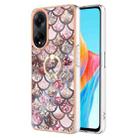 For OPPO A98 Electroplating IMD TPU Phone Case with Ring(Pink Scales) - 1