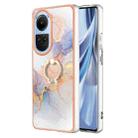 For OPPO Reno10 5G Global Electroplating IMD TPU Phone Case with Ring(White Marble) - 1