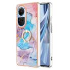 For OPPO Reno10 5G Global Electroplating IMD TPU Phone Case with Ring(Blue Marble) - 1