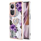 For OPPO Reno10 Pro 5G Global Electroplating IMD TPU Phone Case with Ring(Purple Flower) - 1