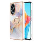 For OPPO A58 4G Electroplating IMD TPU Phone Case with Ring(White Marble) - 1