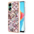 For OPPO A78 4G Electroplating IMD TPU Phone Case with Ring(Pink Scales) - 1