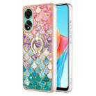 For OPPO A78 4G Electroplating IMD TPU Phone Case with Ring(Colorful Scales) - 1