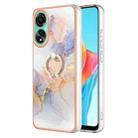 For OPPO A78 4G Electroplating IMD TPU Phone Case with Ring(White Marble) - 1