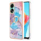 For OPPO A78 4G Electroplating IMD TPU Phone Case with Ring(Blue Marble) - 1