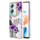 For OPPO A79 5G Global Electroplating IMD TPU Phone Case with Ring(Purple Flower) - 1