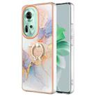 For OPPO Reno11 5G Global Electroplating IMD TPU Phone Case with Ring(White Marble) - 1