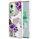 For OPPO Reno11 5G Global Electroplating IMD TPU Phone Case with Ring(Purple Flower) - 1