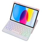 For iPad 10th Gen 10.9 2022 F10BS 360 Rotation Acrylic Transparent Bluetooth Keyboard Leather Case With Backlight(Pink) - 1
