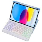 For iPad 10th Gen 10.9 2022 F10BS 360 Rotation Acrylic Transparent Bluetooth Keyboard Leather Case With Backlight(Blue) - 1