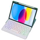 For iPad 10th Gen 10.9 2022 F10BS 360 Rotation Acrylic Transparent Bluetooth Keyboard Leather Case With Backlight(Green) - 1