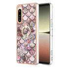 For Sony Xperia 5 IV Electroplating IMD TPU Phone Case with Ring(Pink Scales) - 1