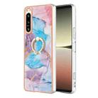 For Sony Xperia 5 IV Electroplating IMD TPU Phone Case with Ring(Blue Marble) - 1