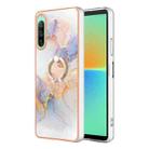 For Sony Xperia 10 IV Electroplating IMD TPU Phone Case with Ring(White Marble) - 1