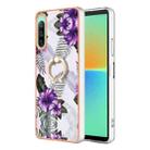 For Sony Xperia 10 IV Electroplating IMD TPU Phone Case with Ring(Purple Flower) - 1