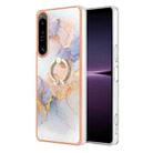 For Sony Xperia 1 IV Electroplating IMD TPU Phone Case with Ring(White Marble) - 1