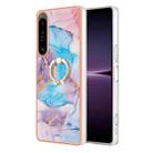 For Sony Xperia 1 IV Electroplating IMD TPU Phone Case with Ring(Blue Marble) - 1