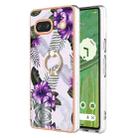 For Google Pixel 7a Electroplating IMD TPU Phone Case with Ring(Purple Flower) - 1