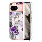 For Google Pixel 8 Electroplating IMD TPU Phone Case with Ring(Purple Flower) - 1