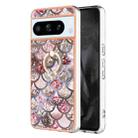 For Google Pixel 8 Pro Electroplating IMD TPU Phone Case with Ring(Pink Scales) - 1