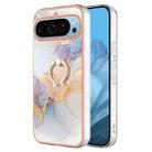 For Google Pixel 9 Electroplating IMD TPU Phone Case with Ring(White Marble) - 1