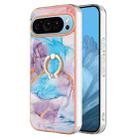 For Google Pixel 9 Electroplating IMD TPU Phone Case with Ring(Blue Marble) - 1