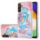 For Samsung Galaxy A35 5G Electroplating IMD TPU Phone Case with Ring(Blue Marble) - 1