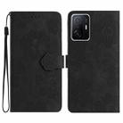 For Xiaomi 11T / 11T Pro Flower Embossing Pattern Leather Phone Case(Black) - 1