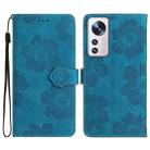 For Xiaomi 12 Lite Flower Embossing Pattern Leather Phone Case(Blue) - 1