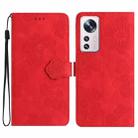 For Xiaomi 12 Lite Flower Embossing Pattern Leather Phone Case(Red) - 1