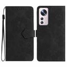 For Xiaomi 12 Lite Flower Embossing Pattern Leather Phone Case(Black) - 1