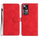 For Xiaomi 12T  / 12T Pro Flower Embossing Pattern Leather Phone Case(Red) - 1