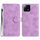 For Xiaomi 13 Flower Embossing Pattern Leather Phone Case(Purple) - 1