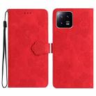 For Xiaomi 13 Flower Embossing Pattern Leather Phone Case(Red) - 1