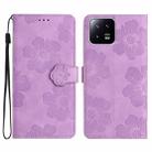 For Xiaomi 13 Pro Flower Embossing Pattern Leather Phone Case(Purple) - 1