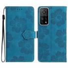 For Xiaomi Mi 10T 5G / 10T Pro 5G Flower Embossing Pattern Leather Phone Case(Blue) - 1