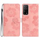 For Xiaomi Mi 10T 5G / 10T Pro 5G Flower Embossing Pattern Leather Phone Case(Pink) - 1