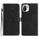 For Xiaomi Mi 11 Lite Flower Embossing Pattern Leather Phone Case(Black) - 1