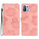 For Xiaomi Mi 11 Pro Flower Embossing Pattern Leather Phone Case(Pink) - 1